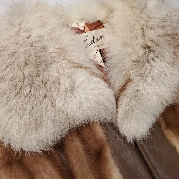 Sedran Furs Vintage Mink Leather Belted Fur Coat Combo - Picture 10 of 16